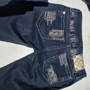 Miss Me Blue Boot Cut Jeans with Decorative Stitching